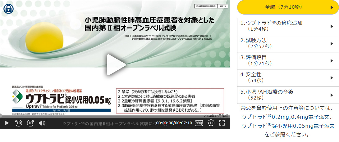 小児肺動脈性肺高血圧症疾患を対象とした国内第Ⅱ相オープンラベル試験