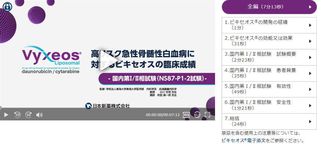 [ビキセオス®] 高リスク急性骨髄性白血病に対するビキセオスの臨床成績ー国内第Ⅰ/Ⅱ相試験（NS87-P1-2試験）ー