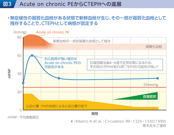 図3 Acute on chronic PEからCTEPHへの進展