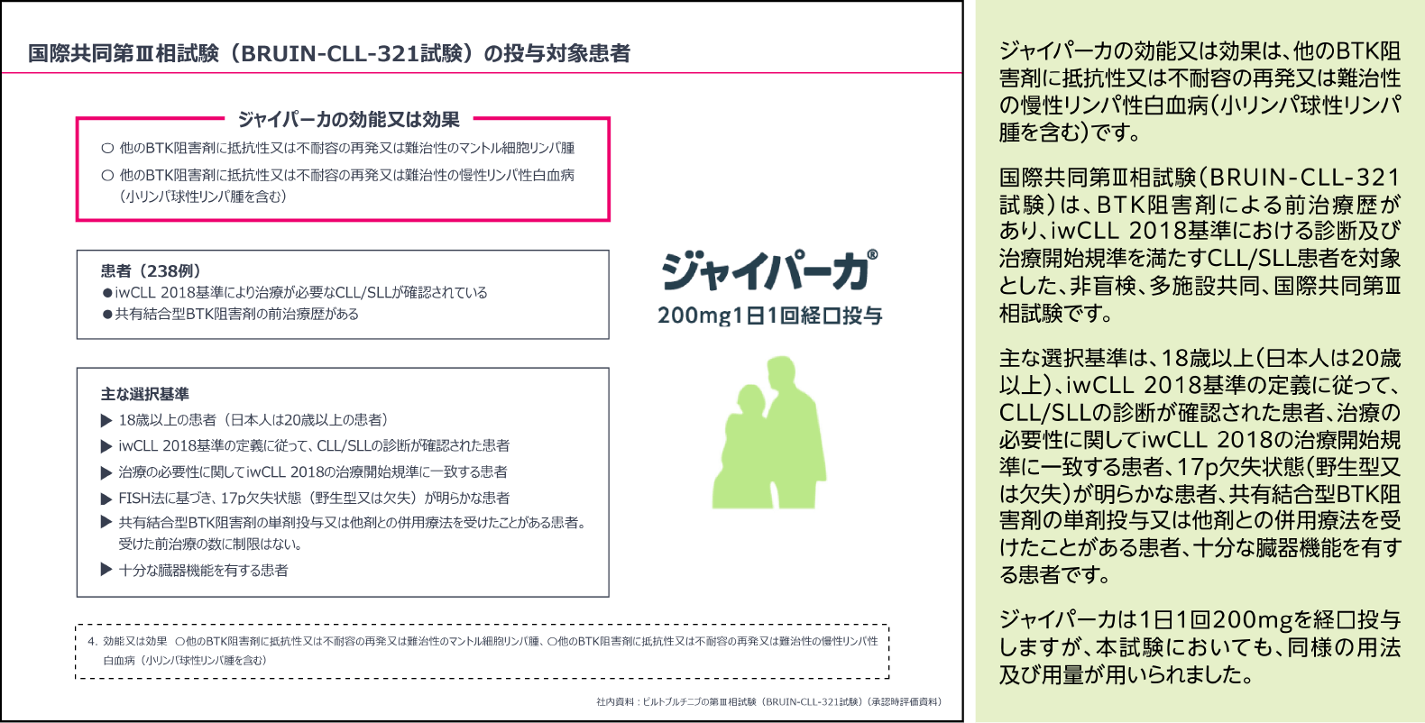 BRUIN-CLL-321試験における有効性と安全性｜製品関連情報